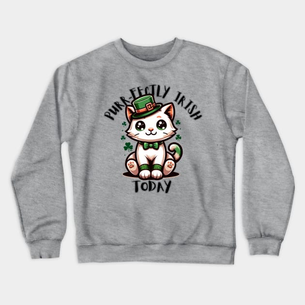 Purr-fectly Irish today! Cute Kitty Crewneck Sweatshirt by I Live With Idiots